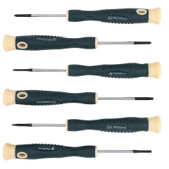 Набор отверток ювелирных 6пр. (SL: 2.0, 2.4, 3.0.PH 00.0,1), в пластиковом держателе
