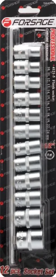 Набор головок 12пр. 1/2''6гр.(10-19,22,24мм), на планке