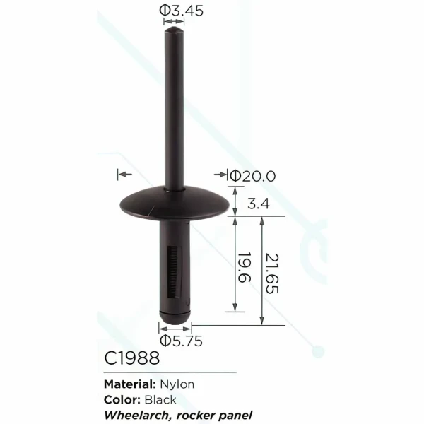 Клипса для крепления внутренней обшивки а/м БМВ/ Вольво пластиковая (100шт/уп.)