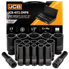Набор головок ударных 17пр. 1/2'' (6гр.) (10,12-19,21,22,24,27,30,32,34,36мм),в метал кейсе