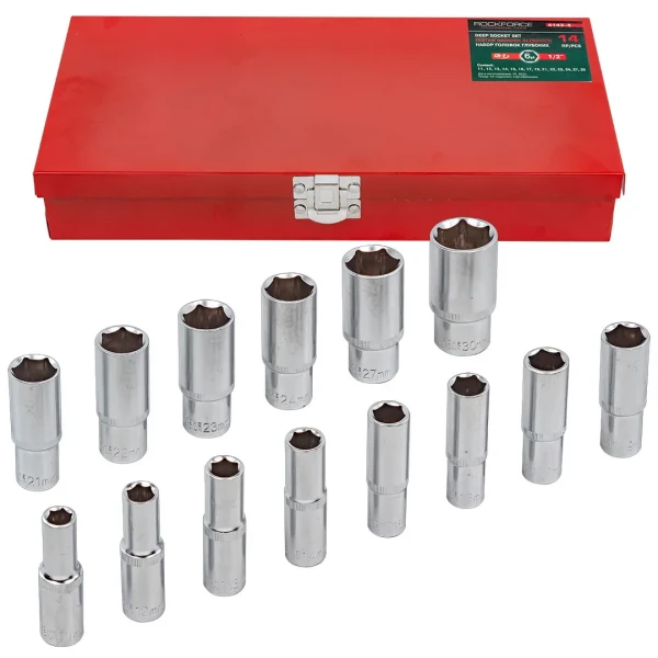 Набор головок глубоких 14пр. 1/2''в мет.кейсе