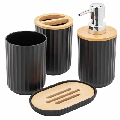 Набор для ванной комнаты 4пр. (мыльница, дозатор для мыла, подставка для зубных щеток, подставка для косметических аксессуаров)