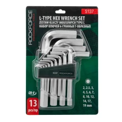 Набор ключей Г-образных 6-гранных 13пр. (2, 2.5, 3-8, 10, 12, 14, 17, 19мм)в пластиковом держателе