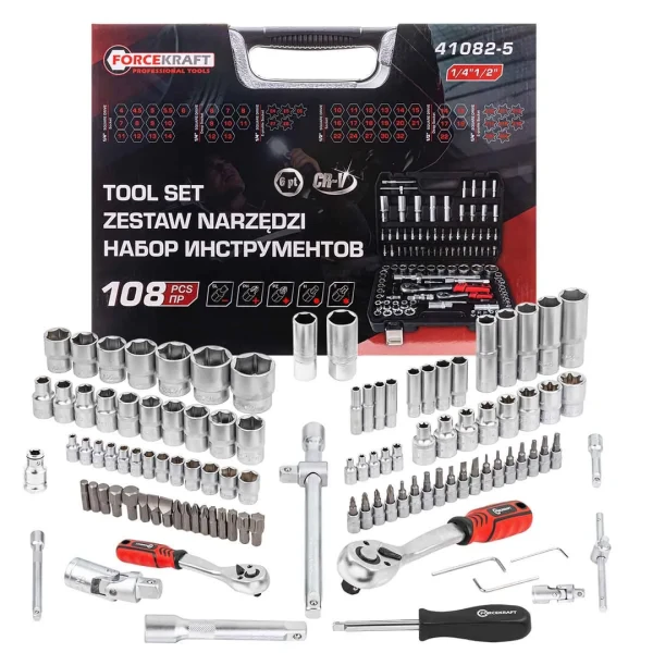 Набор инструментов 108пр. 1/2'', 1/4''(6гр.)(4-32мм)