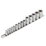 Набор головок Е-профиль 15пр. 1/4''&3/8''&1/2''(1/4''Е4-Е8,3/8''Е10-Е14,1/2''Е16-Е24) на планке