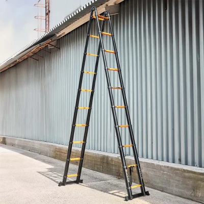 Лестница-стремянка телескопическая алюм. бытовая 4+4м (10+10 ступ.)