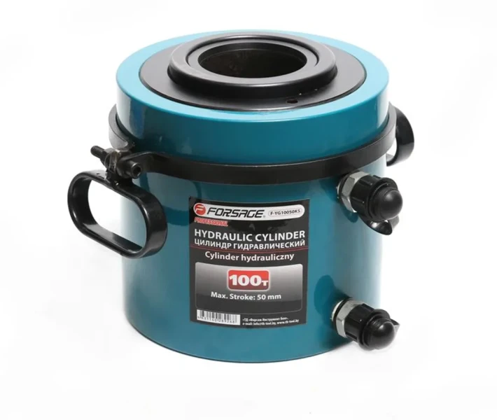 Цилиндр гидравлический двойного действия со сквозным отверстием в штоке100т(ход штока-100мм,Ø штока-126мм,Ø отв.-80мм,общий Ø-212мм, L-257мм, 700bar)