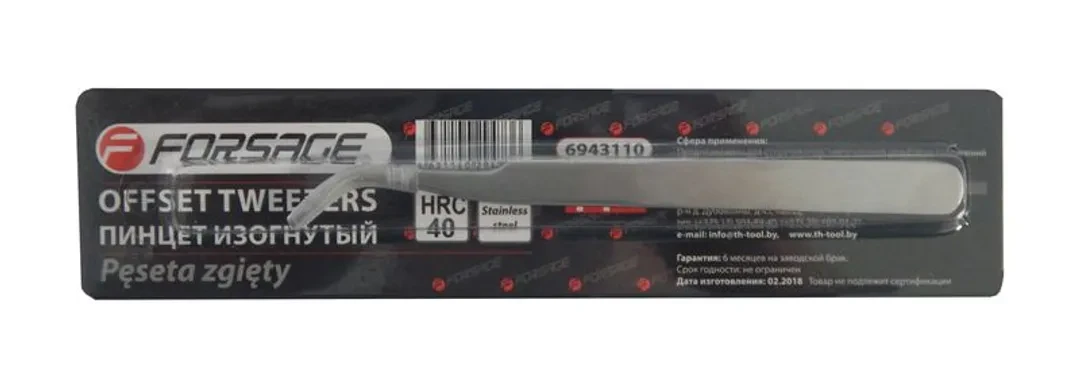 Пинцет изогнутый (L-125мм), в блистере