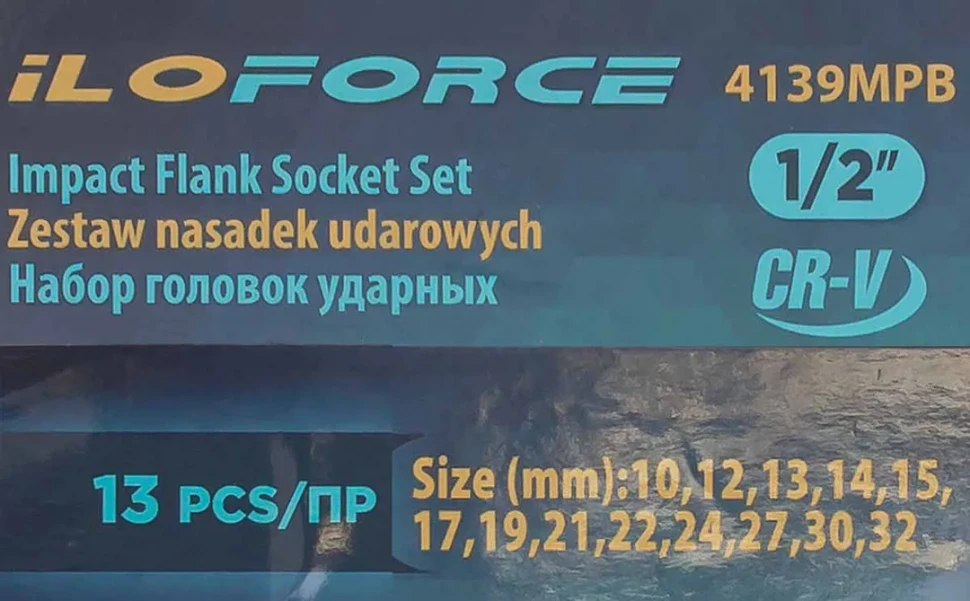 ( 5 K-T ) Набор головок ударных 13пр.,1/2''(10, 12-15, 17, 19, 21, 22, 24, 27, 30, 32мм), на пластиковом держателе