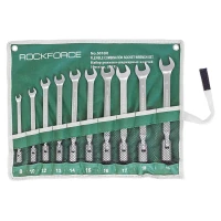 Набор ключей рожково-торцевых шарнирных 10пр. (8, 10, 12-19мм),на полотне