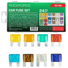 Предохранители плавкие флажковые автомобильные (от 20А до 100А), комплект 24пр.