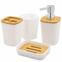 Набор для ванной комнаты 4пр. (мыльница, дозатор для мыла, подставка для зубных щеток, подставка для косметических аксессуаров)