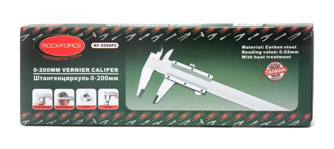 Штангенциркуль (0-200мм, 0.02мм, внутр. Ø, наруж. Ø + глубиномер), в пластиковом футляре