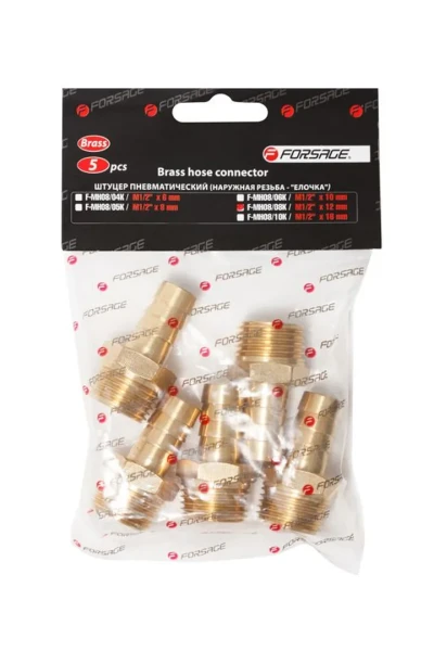 Штуцер пневматический наруж. резьба 1/2''- ''елочка''6мм, к-т 5шт.