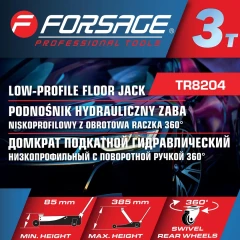 Домкрат подкатной гидравлический низкопрофильный с поворотной ручкой 3т