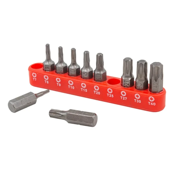 Набор бит TORX 10пр. 1/4''(T 7,8,9,10,15,20,25,27,30,40-25мм),в блистере
