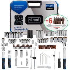 Набор инструментов 150+6пр.1/4''3/8''1/2''(6-гр.)(4-36мм, 3/8'':10-19мм 12гр., 1/2'':27,30,32,36-12гр.)+(биты 5/16'':М6,8,10,12,14, гибкий удлинитель 1/4'')