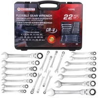 Набор ключей комбинированных трещоточных с шарниром 22пр.