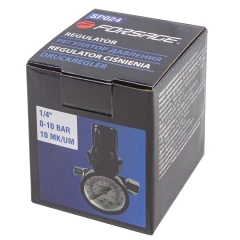 Регулятор давления воздуха 1/4''(F)x1/4''(M)+б/с поворотный(0-10bar,раб. температура 5°-60°)