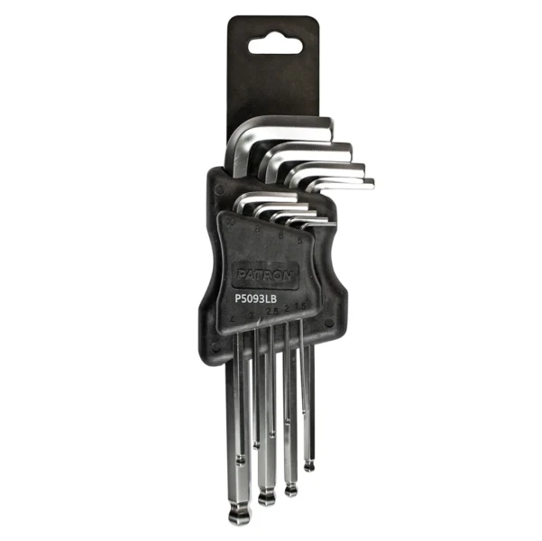 Набор ключей 6-гранных Г-образных длинных с шаром, 9пр. (1.5, 2, 2.5, 3, 4, 5, 6, 8, 10мм) в пластиковом держателе