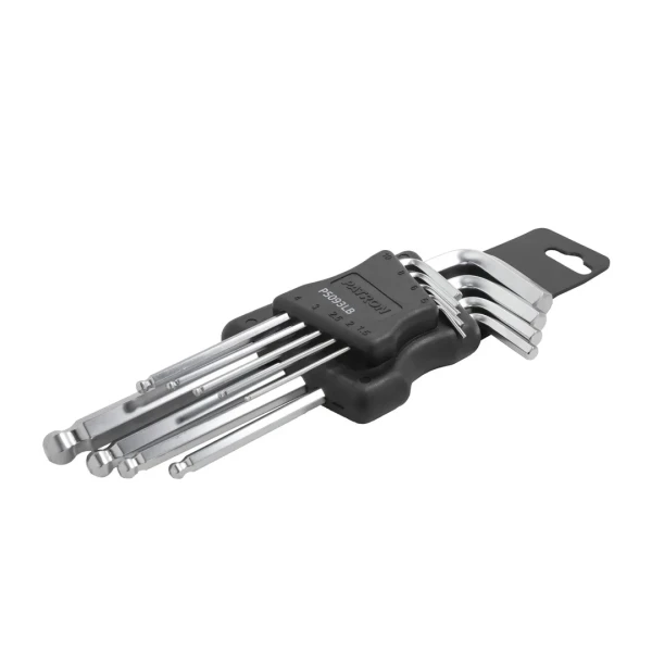 Набор ключей 6-гранных Г-образных длинных с шаром, 9пр. (1.5, 2, 2.5, 3, 4, 5, 6, 8, 10мм) в пластиковом держателе