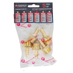 Штуцер пневматический наруж. резьба 1/2''- ''елочка''8мм, к-т 5шт.