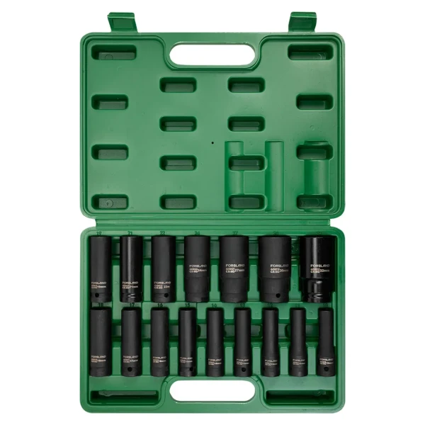 Набор головок ударных глубоких 16пр. 1/2'' 6гр.(10-19,21,22,24,27,30,32мм)в кейсе
