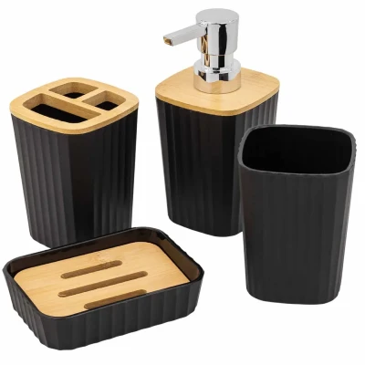 Набор для ванной комнаты 4пр. (мыльница, дозатор для мыла, подставка для зубных щеток, подставка для косметических аксессуаров)