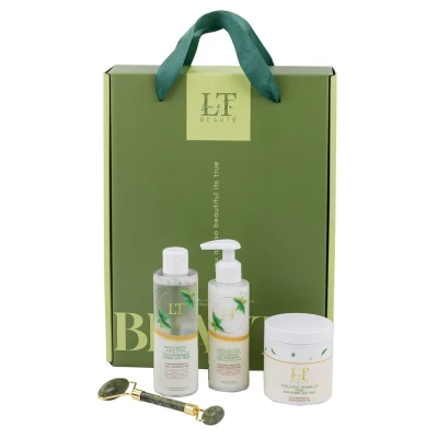 Набор косметики Алоэ и зеленый чай, 4 предмета (пэды 2258,тоник 2180,гель-пилинг 2241,ролик зеленый)