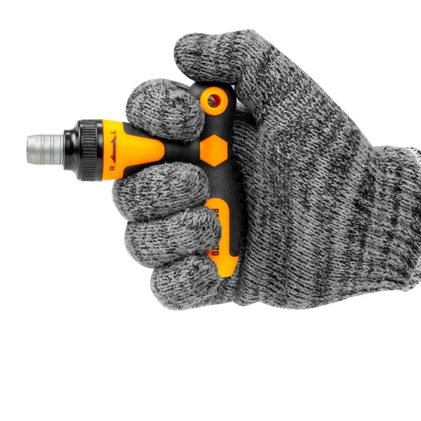 Отвертка реверсивная Т-образная телескопическая, с гибким удлинителем, комплектом бит и головок (32пр.) в пластиковом футляре.