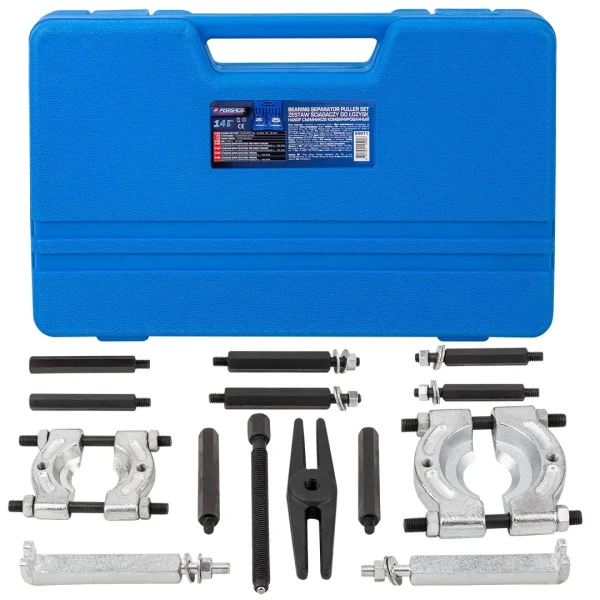 Набор съемников комбинированный 14пр. (сегментного типа: 30-50, 50-75мм, двухлапый: 120мм), в кейсе