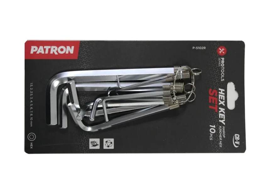 Набор ключей Г-образных 6-гранных 10пр. (1.5,2,2.5,3,4,5,6,7,8,10мм)