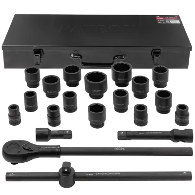 Набор инструментов ударных 21пр, 3/4''(12гр.)(17,19,21,22,24,27,30,32,34,35,36,36-12гр.,38,41,46,50мм), в метал. кейсе