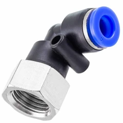 Фитинг угловой для пластиковых трубок 6мм с внутренней резьбой 1/4''