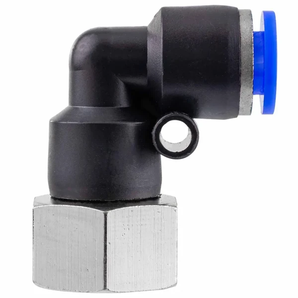 Фитинг угловой для пластиковых трубок 6мм с внутренней резьбой 1/4''