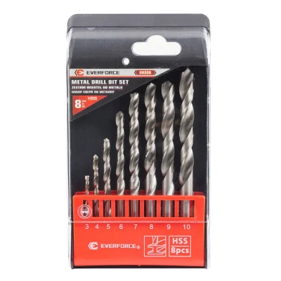 Набор сверл по металлу HSS 8пр.(3,4,5,6,7,8,9,10мм), в пластиковом футляре