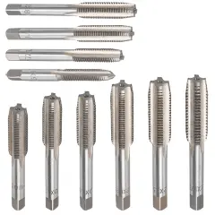 Набор метчиков метрический 10пр.(М6х1, М7х1, М8х1/1.25, М10х1/1.25/1.5, М12х1.25/1.5/1.75),в блистере