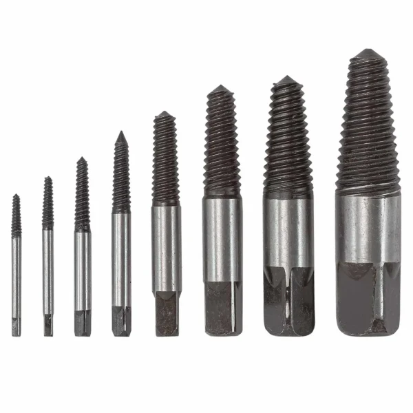 Набор экстракторов резьбы HSS 4241,8пр.(Ø:3-6мм, 6-8мм, 8-11мм, 11-14мм, 14-18мм, 18-22мм, 20-22мм, 22-26мм, ''мелкий шаг''), в пластиковом футляре