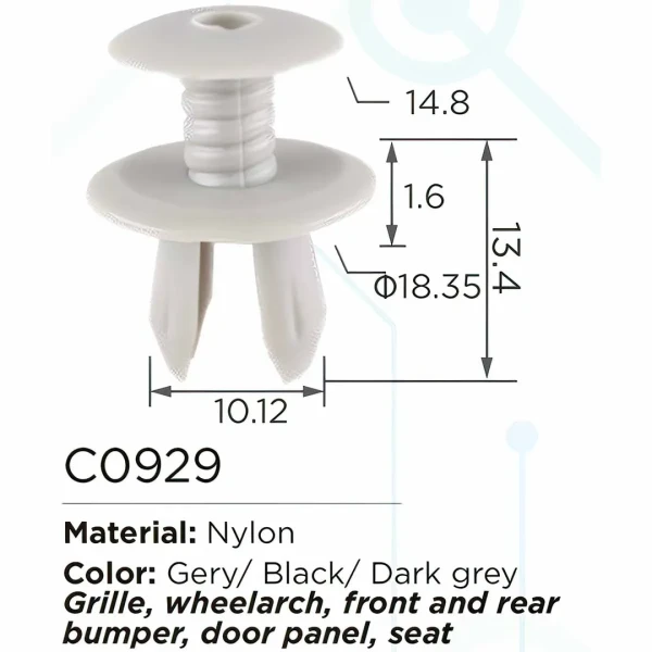 Клипса для крепления внутренней обшивки а/м европейских а/м пластиковая (100шт/уп.)