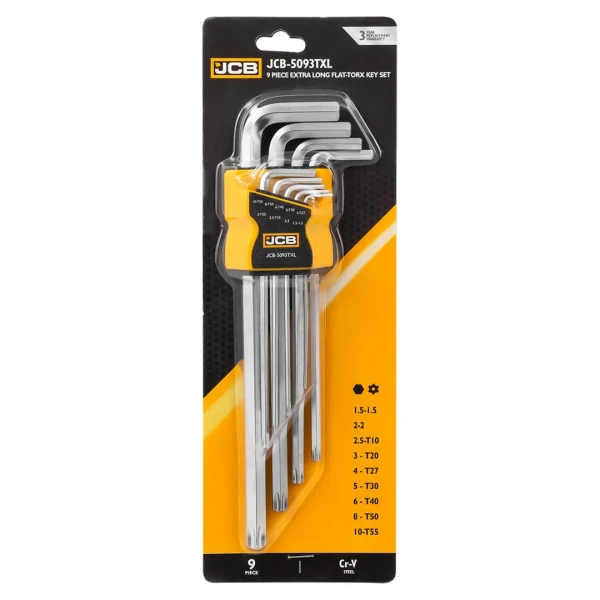 Набор ключей шестигранных 9пр.HEX/TORX, экстрадлинных (Hex: 1.5, 2, 2.5, 3, 4, 5, 6, 8, 10, Torx: T10, T20, T27, T30, T40, T50, T55)