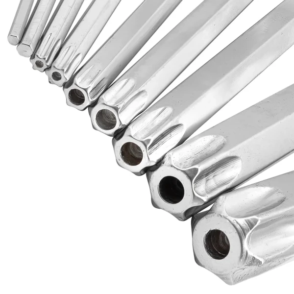 Набор ключей шестигранных 9пр.HEX/TORX, экстрадлинных (Hex: 1.5, 2, 2.5, 3, 4, 5, 6, 8, 10, Torx: T10, T20, T27, T30, T40, T50, T55)