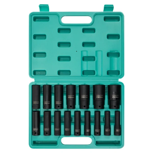 Набор головок ударных глубоких 16пр. 1/2'' 6гр.(10-19,21,22,24,27,30,32мм)в кейсе
