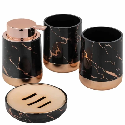 Набор для ванной комнаты 4пр. (мыльница, дозатор для мыла, подставка для зубных щеток, подставка для косметических аксессуаров)