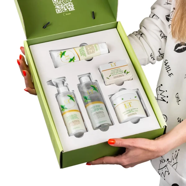 Набор косметики Алоэ и зеленый чай, 5 предметов ( маска для лица 2159,пэды 2258,крем 2142,гель-пилинг 2241,тоник 2180)