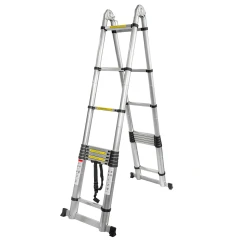 Лестница комбинированная телескопическая алюминиевая двухсекционная (3.6+3.6м,9+9ступенек, max нагрузка 150кг, вес 25.2кг)