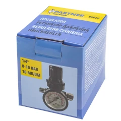 Регулятор давления воздуха 1/4''(F)x1/4''(M)+б/с поворотный(0-10bar,раб. температура 5°-60°)