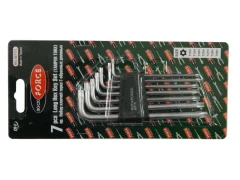 Набор ключей TORX Г-образных длинных с отверстием 7пр.(Т10Н,Т15Н,Т20Н,Т25Н,Т27Н,Т30Н,Т40Н) в пластиковом держателе