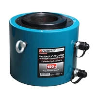 Цилиндр гидравлический двойного действия со сквозным отверстием в штоке150т(ход штока-100мм,Ø штока-166мм,Ø отв.-100мм,общий Ø-258мм, L-257мм, 700bar)
