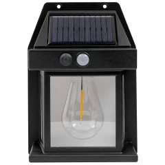 Светильник светодиодный на солнечной батарее с датчиком движения черный (3.7В/1200мАч,SMD2835,3500-4000,t зарядки 5-7ч,t работы 10-12ч)