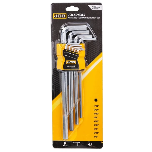 Набор ключей Г-образных 6-гранных, 9пр.(1/16'', 5/64', 3/32'', 1/8'', 5/32'', 3/16'', 1/4'', 5/16'', 3/8'')в пластиковом держателе